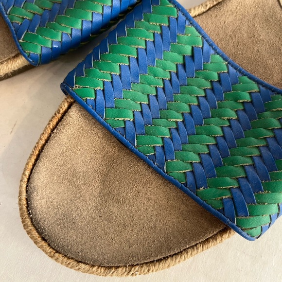 Boden Imogen footbed slides woven leather sandals blue green espadrille EU 38 - Picture 2 of 6